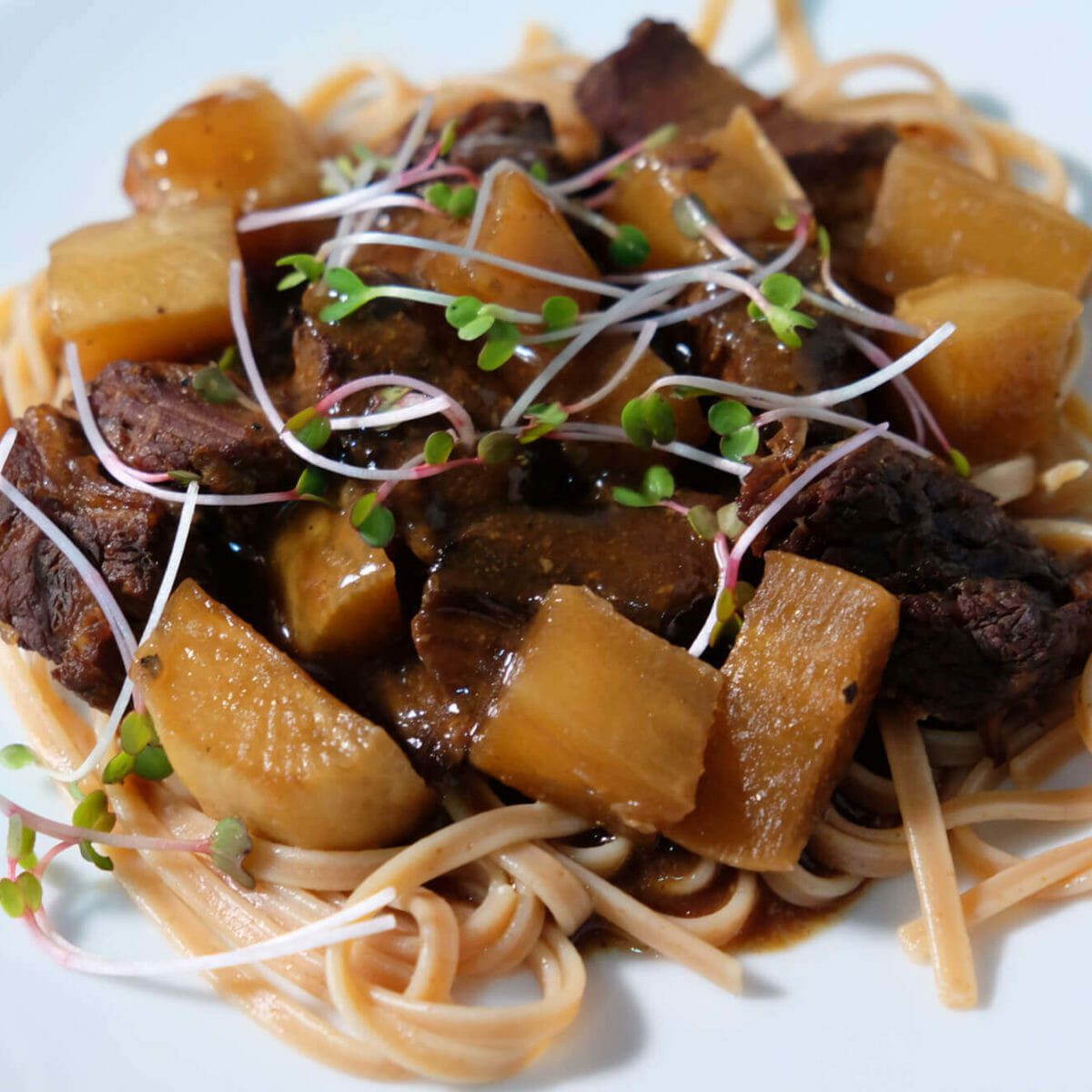 Hong Kong braised beef brisket on noodles - delectabilia