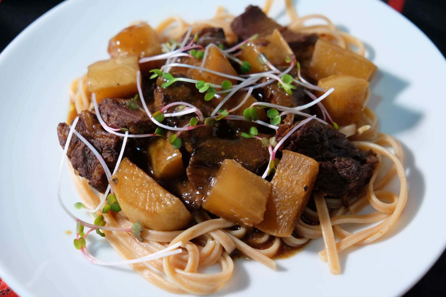 Hong Kong braised beef brisket on noodles - delectabilia